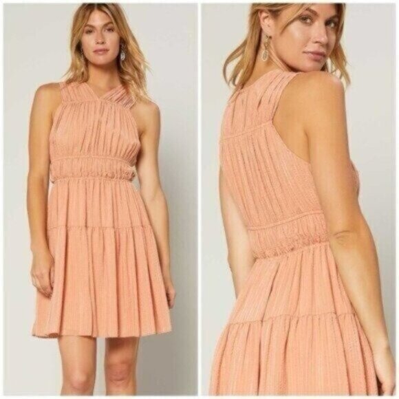 Anthropologie Dresses & Skirts - Anthropologie Gauzy Neutral Mini Dress Smocked Feminine Stretch Casual